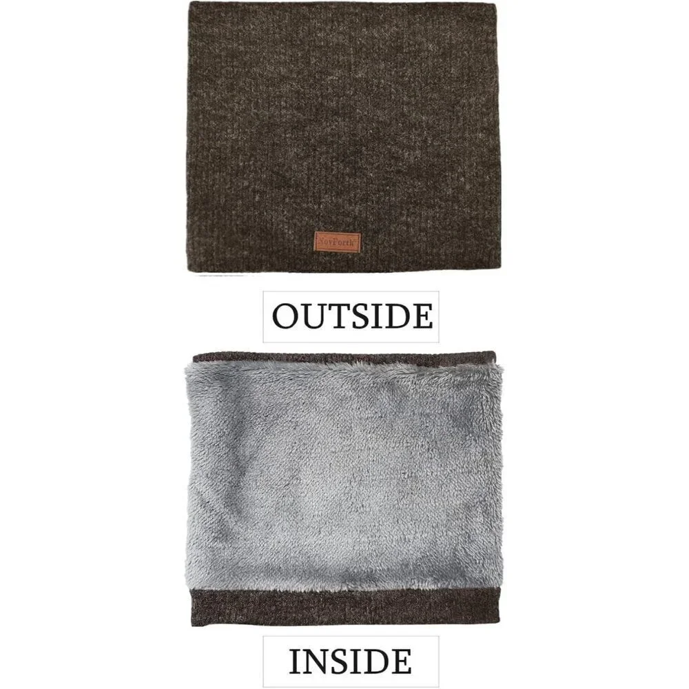 Men's Dark Brown Winter Ski Neck Gaiter Face Scarf Fleece Lined Windproof Scarve